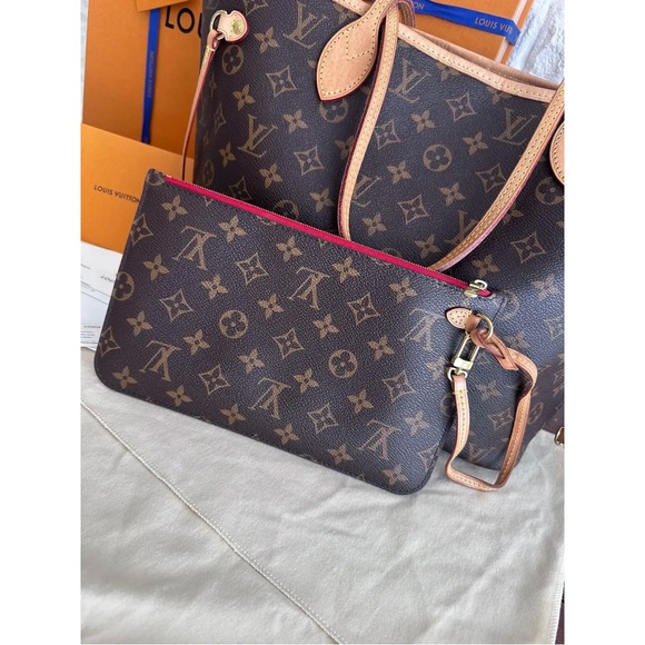 Louis Vuitton Dark Brown Monogram Tote and Pouch - Picture 1 of 13
